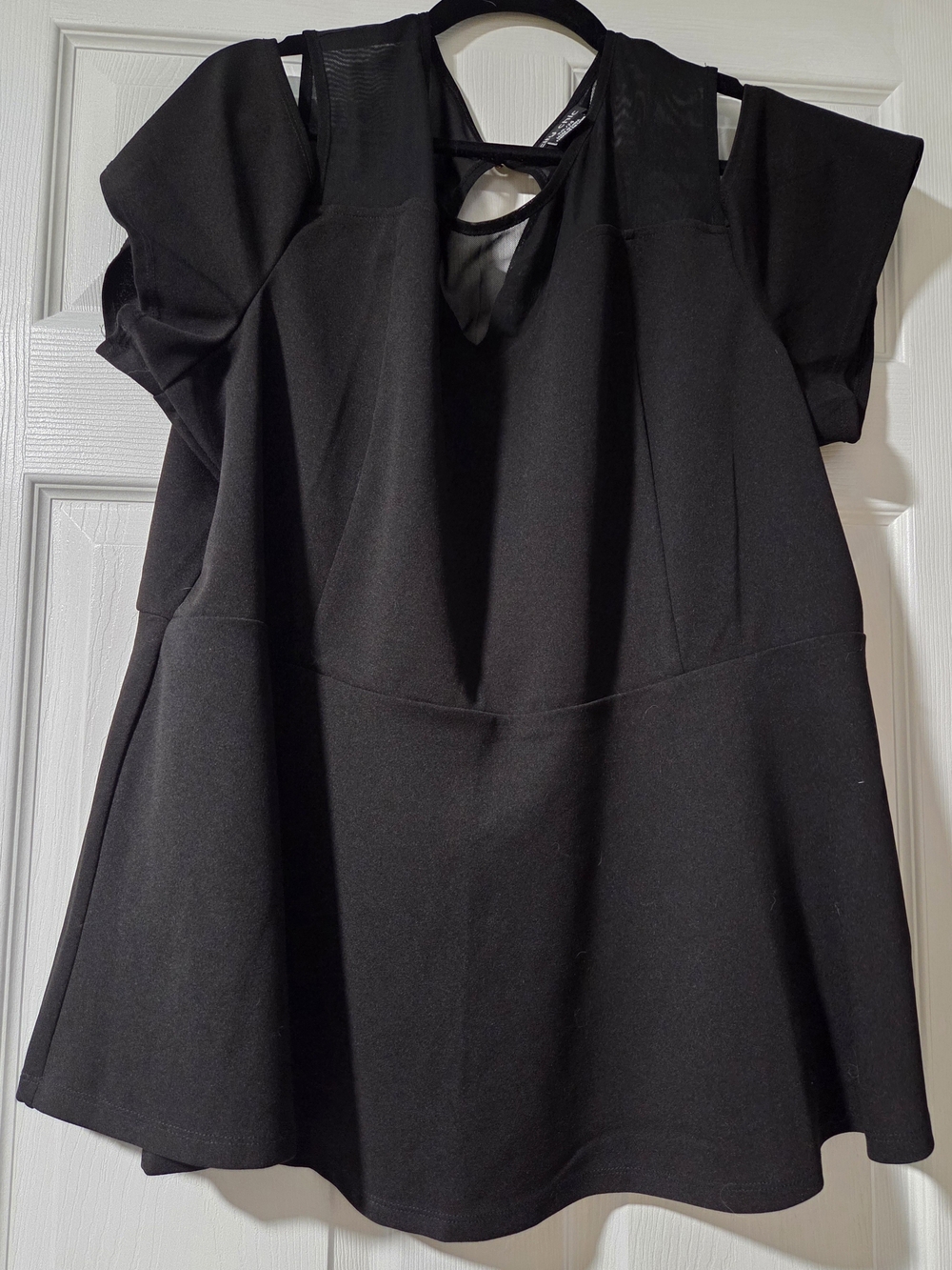 City Chic Black Mini Dress with V-Neck & Cutout Back